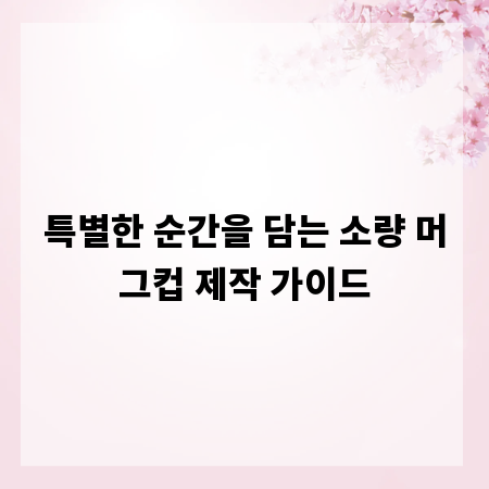 특별한 순간을 담는 소량 머그컵 제작 가이드
