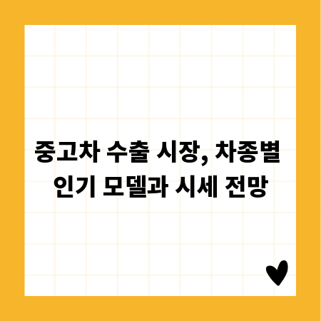 중고차 수출 시장, 차종별 인기 모델과 시세 전망