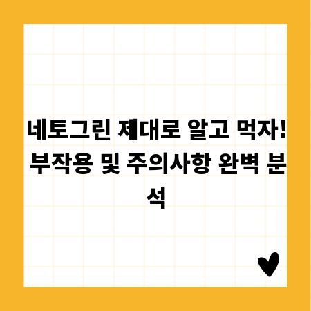 네토그린 제대로 알고 먹자! 부작용 및 주의사항 완벽 분석