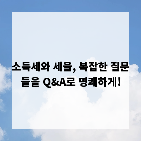 소득세와 세율, 복잡한 질문들을 Q&A로 명쾌하게!