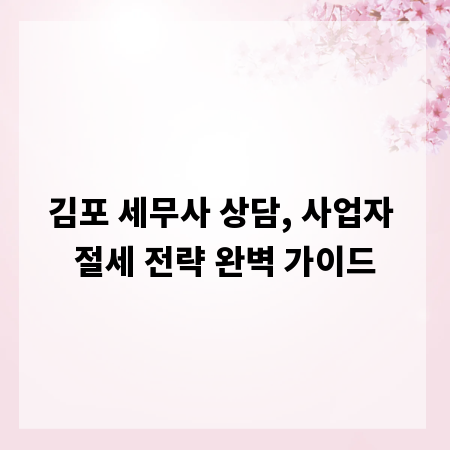 김포 세무사 상담, 사업자 절세 전략 완벽 가이드