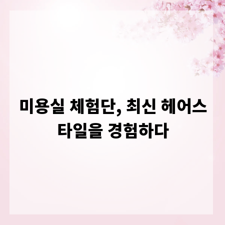미용실 체험단, 최신 헤어스타일을 경험하다