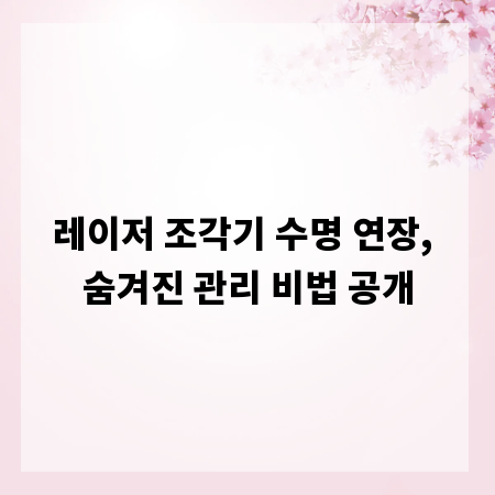 레이저 조각기 수명 연장, 숨겨진 관리 비법 공개