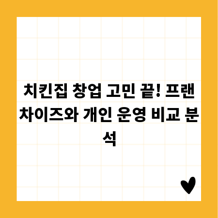 치킨집 창업 고민 끝! 프랜차이즈와 개인 운영 비교 분석