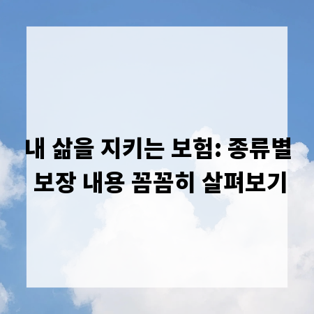 내 삶을 지키는 보험: 종류별 보장 내용 꼼꼼히 살펴보기