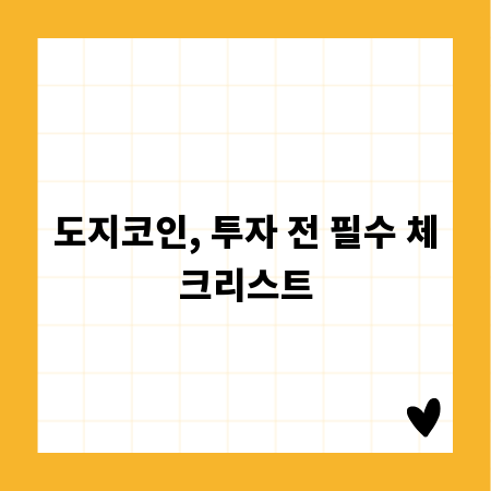 도지코인, 투자 전 필수 체크리스트
