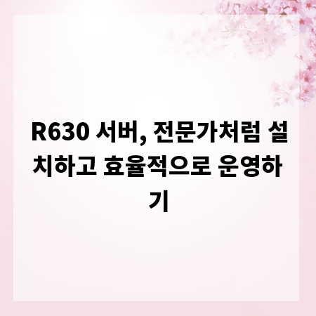 R630 서버, 전문가처럼 설치하고 효율적으로 운영하기