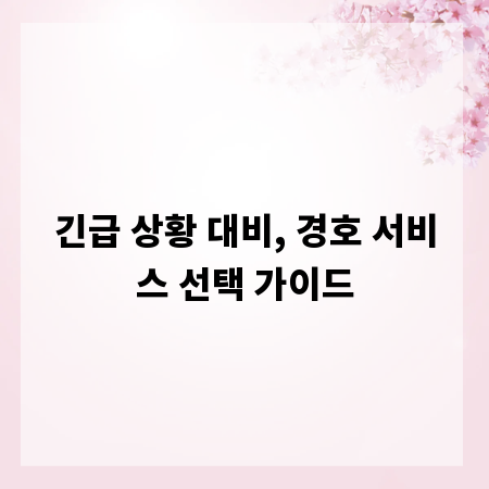 긴급 상황 대비, 경호 서비스 선택 가이드
