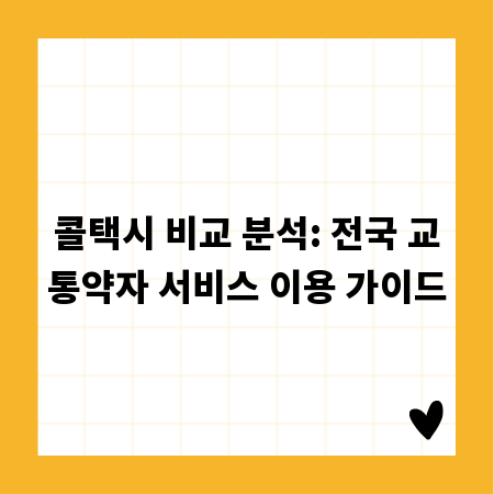 콜택시 비교 분석: 전국 교통약자 서비스 이용 가이드