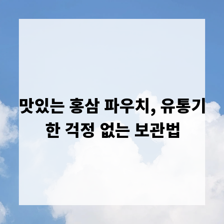 맛있는 홍삼 파우치, 유통기한 걱정 없는 보관법