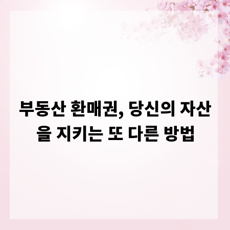부동산 환매권, 당신의 자산을 지키는 또 다른 방법