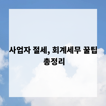 사업자 절세, 회계세무 꿀팁 총정리