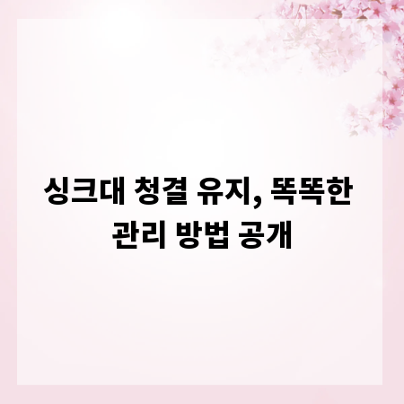 싱크대 청결 유지, 똑똑한 관리 방법 공개