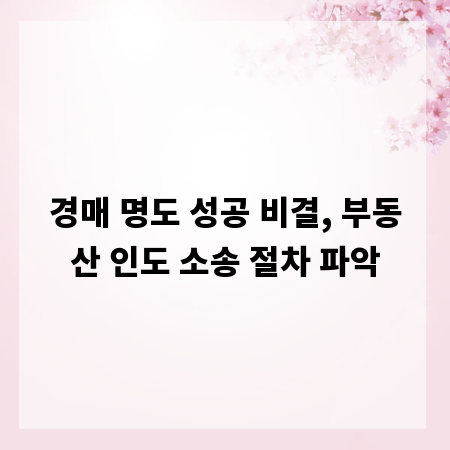 경매 명도 성공 비결, 부동산 인도 소송 절차 파악