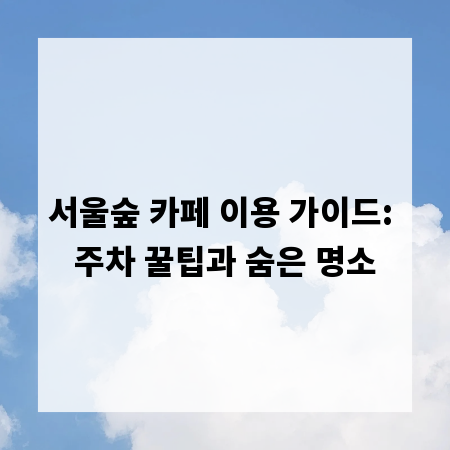 서울숲 카페 이용 가이드: 주차 꿀팁과 숨은 명소
