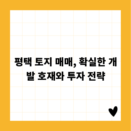 평택 토지 매매, 확실한 개발 호재와 투자 전략