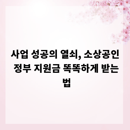 사업 성공의 열쇠, 소상공인 정부 지원금 똑똑하게 받는 법