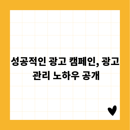 성공적인 광고 캠페인, 광고 관리 노하우 공개