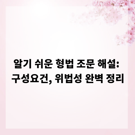 알기 쉬운 형법 조문 해설: 구성요건, 위법성 완벽 정리