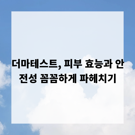 더마테스트, 피부 효능과 안전성 꼼꼼하게 파헤치기