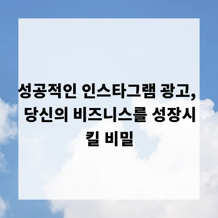 성공적인 인스타그램 광고, 당신의 비즈니스를 성장시킬 비밀