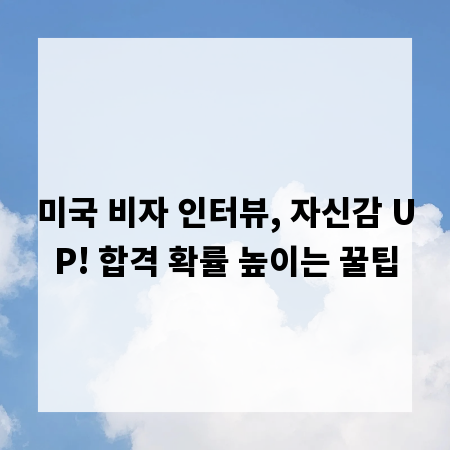 미국 비자 인터뷰, 자신감 UP! 합격 확률 높이는 꿀팁