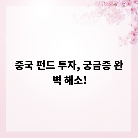 중국 펀드 투자, 궁금증 완벽 해소!