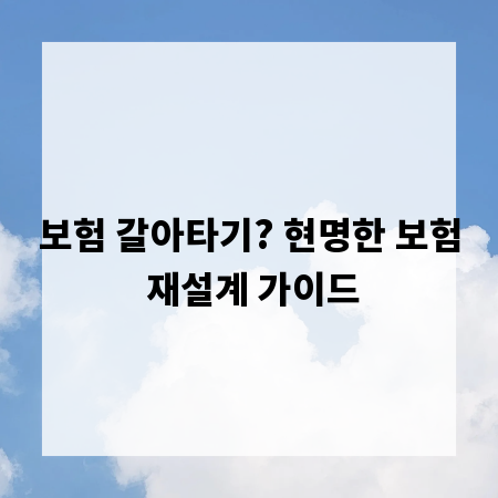보험 갈아타기? 현명한 보험 재설계 가이드