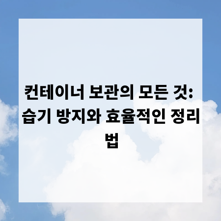 컨테이너 보관의 모든 것: 습기 방지와 효율적인 정리법