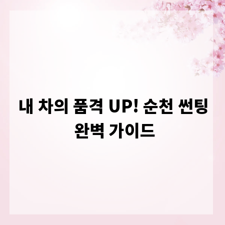 내 차의 품격 UP! 순천 썬팅 완벽 가이드