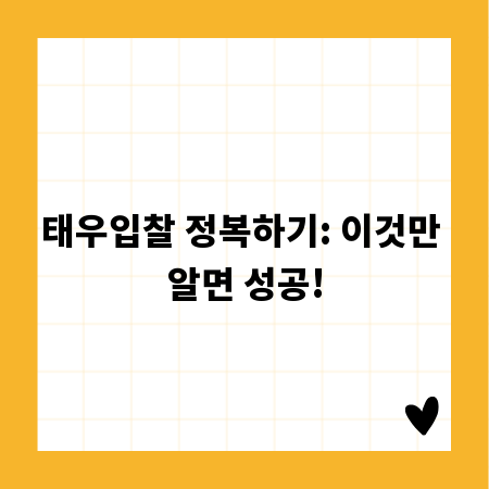 태우입찰 정복하기: 이것만 알면 성공!