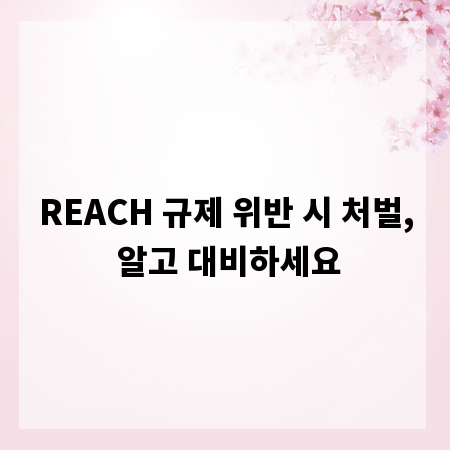 REACH 규제 위반 시 처벌, 알고 대비하세요