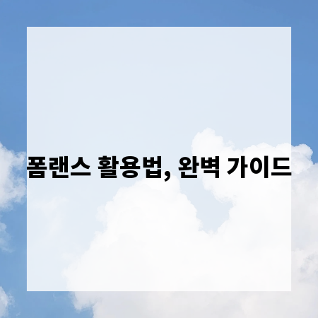 폼랜스 활용법, 완벽 가이드