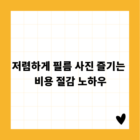 저렴하게 필름 사진 즐기는 비용 절감 노하우