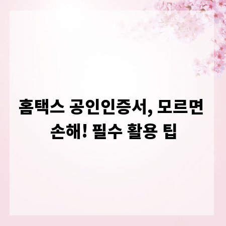 홈택스 공인인증서, 모르면 손해! 필수 활용 팁
