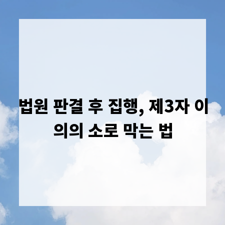 법원 판결 후 집행, 제3자 이의의 소로 막는 법