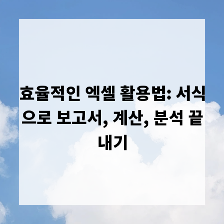 효율적인 엑셀 활용법: 서식으로 보고서, 계산, 분석 끝내기