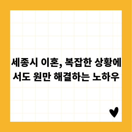 세종시 이혼, 복잡한 상황에서도 원만 해결하는 노하우