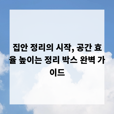 집안 정리의 시작, 공간 효율 높이는 정리 박스 완벽 가이드