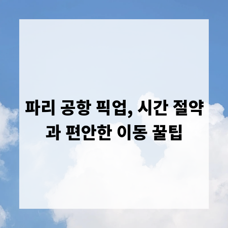 파리 공항 픽업, 시간 절약과 편안한 이동 꿀팁