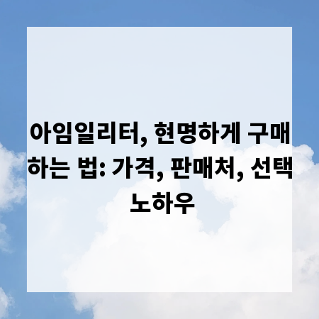 아임일리터, 현명하게 구매하는 법: 가격, 판매처, 선택 노하우