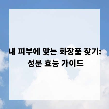 내 피부에 맞는 화장품 찾기: 성분 효능 가이드