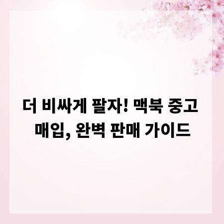 더 비싸게 팔자! 맥북 중고 매입, 완벽 판매 가이드