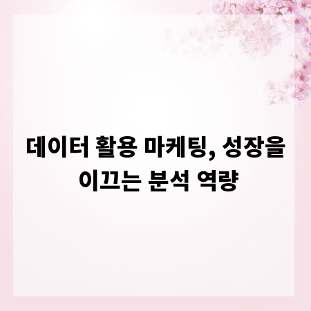 데이터 활용 마케팅, 성장을 이끄는 분석 역량