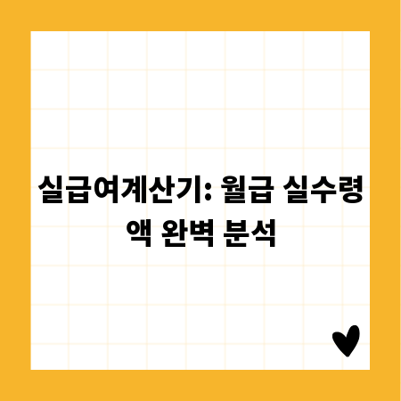실급여계산기: 월급 실수령액 완벽 분석