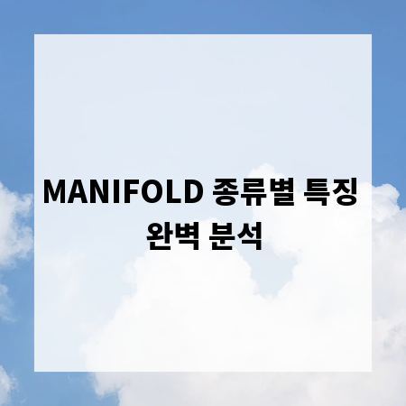 MANIFOLD 종류별 특징 완벽 분석