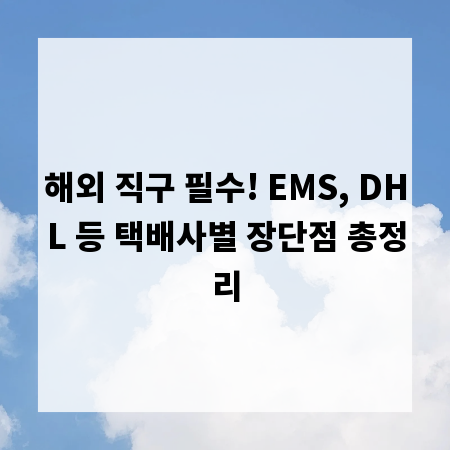 해외 직구 필수! EMS, DHL 등 택배사별 장단점 총정리