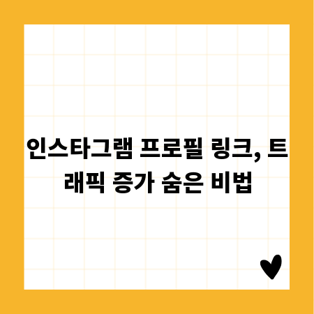 인스타그램 프로필 링크, 트래픽 증가 숨은 비법