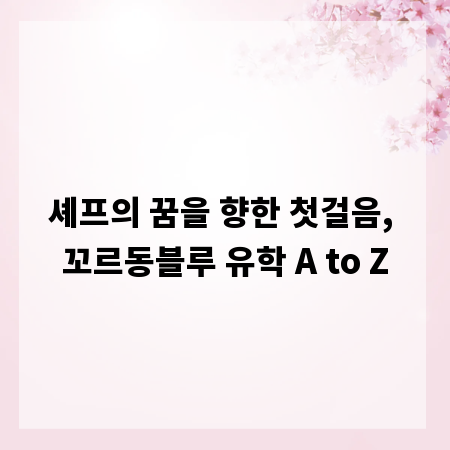셰프의 꿈을 향한 첫걸음, 꼬르동블루 유학 A to Z