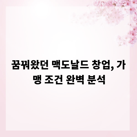 꿈꿔왔던 맥도날드 창업, 가맹 조건 완벽 분석